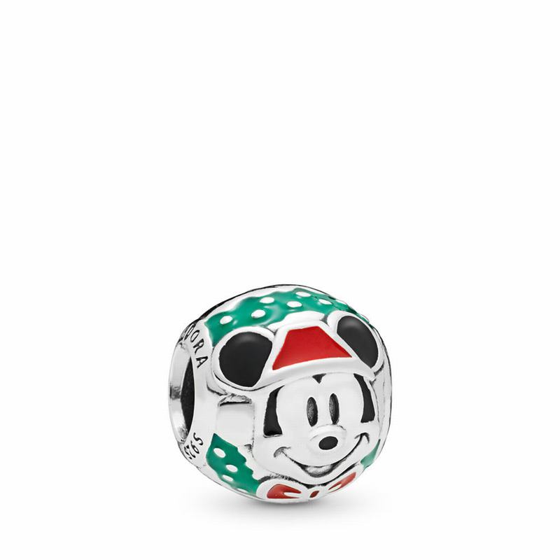 Pandora Disneyr Santa Mickey Charm - Sterling Silver/Enamel/Black - Canada | VS5449WU